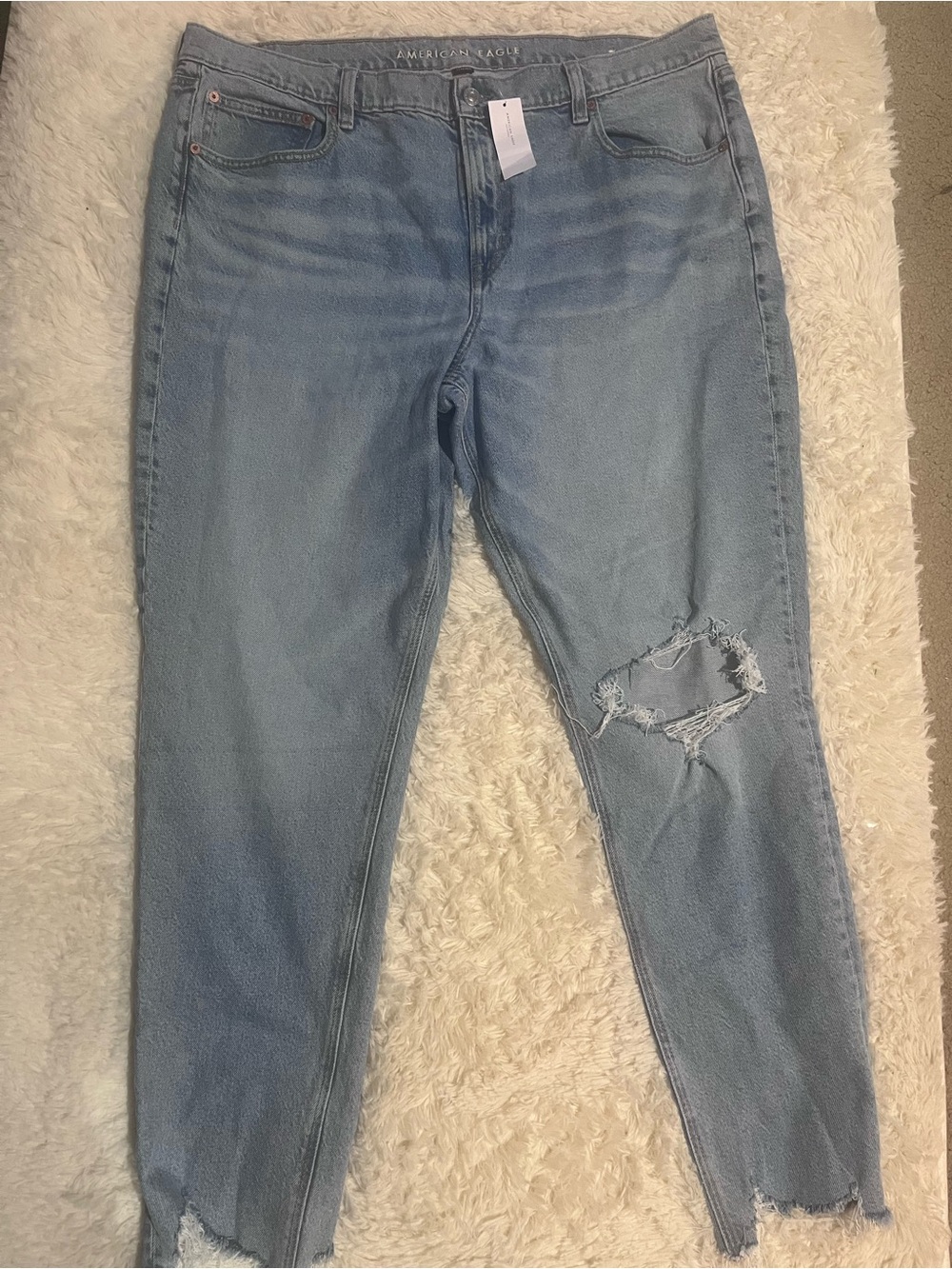 American Eagle Outfitters Light Blue Boyfriend Jeans with Knee Distress